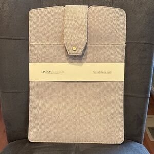 NWT Lindsay Albanese The Daily Laptop Clutch Taupe Herringbone